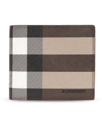 Burberry - Logo Lettering Checked Bi-Fold Wallet - Lyst