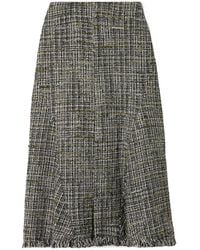 Erdem - Raw-Edged Tweed Midi Skirt - Lyst
