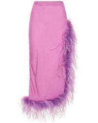 GIUSEPPE DI MORABITO - Viscose Midi Skirt W/ Feathers - Lyst