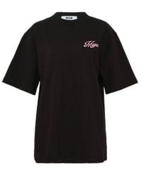 MSGM - Short Sleeved Logo Detailed T-Shirt - Lyst