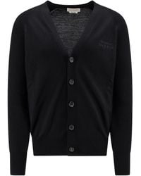 McQueen - Buttoned Logo Embroidered Cardigan - Lyst