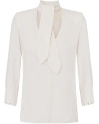 Elisabetta Franchi - Sash Belt Georgette Blouse - Lyst