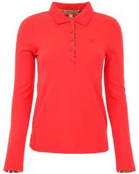 Burberry - Long-Sleeve Check Placket Cotton Piqué Polo Shirt - Lyst