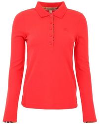 Burberry - Long-Sleeve Check Placket Cotton Piqué Polo Shirt - Lyst