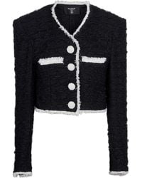 Balmain - Short Tweed Jacket With Contrasting Details - Lyst