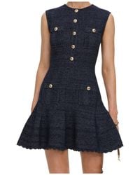 Self-Portrait - Sleeveless Textured Knit Mini Dress - Lyst