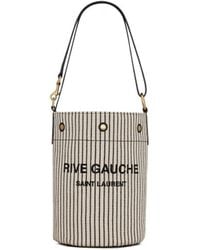Saint Laurent - Rive Gauche Striped Bucket Bag - Lyst