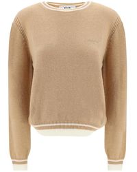 MSGM - Crewneck Knitted Jumper - Lyst