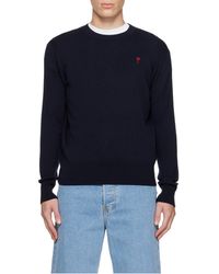 Ami Paris - Logo Embroidered Crewneck Jumper - Lyst