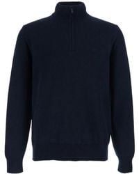 Emporio Armani - Half Zip Logo Knitted Sweater - Lyst