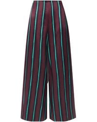 ROKSANDA - Striped Silk-Satin Wide-Leg Pants - Lyst