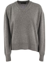 Fabiana Filippi - Sequin-Embellished V-Neck Knitted Jumper - Lyst