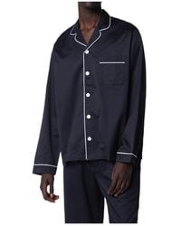 Tekla - Contrast-Piping Pajamas Shirt - Lyst