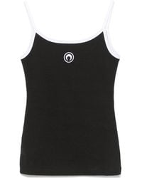 Marine Serre - Contrast Trim Moon Logo Ribbed Tank Top - Lyst