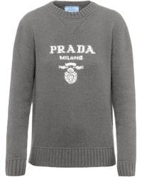 Prada - Cashmere And Wool Logo Crew-Neck Sweater - Lyst