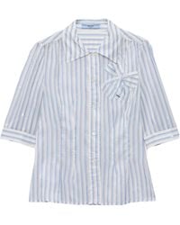 Prada - Bow Detail Striped Shirt - Lyst
