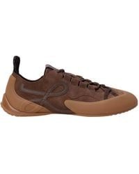Loewe - Grip Lace-Up Suede Sneakers - Lyst