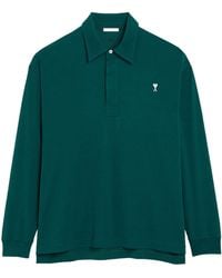 Ami Paris - Ami Logo Embroidered Long Sleeved Polo Shirt - Lyst