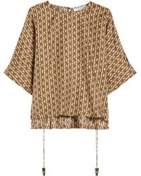 Max Mara - Silk Printed Short-Sleeve Blouse - Lyst