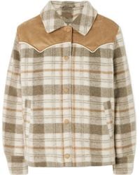 Mother - Suede-Trimmed Checked Fleece Jacket - Lyst