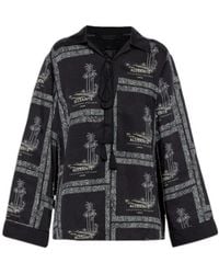 AllSaints - Lettie Palm-Print Tassel-Detail Blouse - Lyst