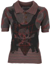 Vivienne Westwood - Graphic Intarsia Knit Polo Top - Lyst