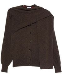 Ferragamo - Scarf-Detailed Buttoned Knitted Cardigan - Lyst