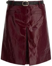 Self-Portrait - Belted Leather Mini Skirt - Lyst
