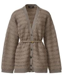 Fabiana Filippi - Platinum And Mohair Cardigan With Sequin Stripes - Lyst