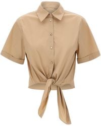 Liu Jo - Knotted Cropped Shirt - Lyst