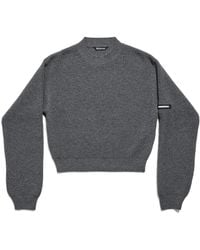 Balenciaga - Logo Patch Cropped Sweater - Lyst