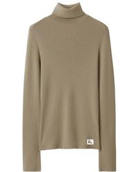 Burberry - Logo Patch Ribbed Roll-Neck Jumper - Lyst