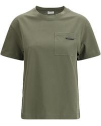 Brunello Cucinelli - Shiny Tab Crewneck T-Shirt - Lyst