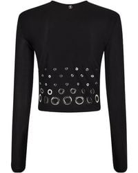 Rabanne - Eyelet Crop Logo Plaque Top - Lyst