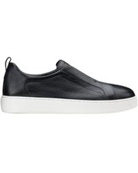 Santoni - Victory Slip-On Grained-Leather Sneakers - Lyst