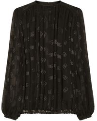 Dolce & Gabbana - Devoré Satin Blouse With All-Over Dg Logo - Lyst