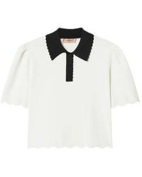 Twinset - Scalloped-Trim Knitted Polo Shirt - Lyst