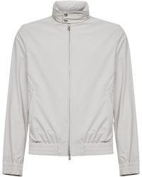 Brunello Cucinelli - Elasticated Hem Zipped Bomber Jacket - Lyst