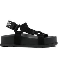 Moschino - Logo Embroidered Touch Strap Sandals - Lyst