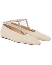 Jil Sander - Crystal-Embellished Leather Ballet Flats - Lyst