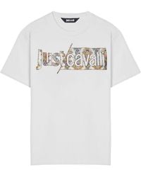 Just Cavalli - Floral Logo T-Shirt - Lyst