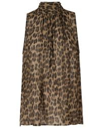 Semicouture - Leopard-Print Stand-Collar Top - Lyst