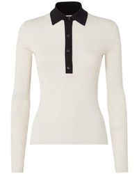 Fendi - Parchment-Colored And Silk And Cotton Polo Shirt - Lyst