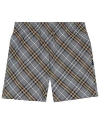 Burberry - Checked Straight-Hem Swim Shorts - Lyst