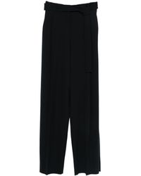 Emporio Armani - Pleat Detailed Straight Leg Trousers - Lyst
