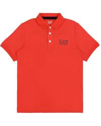 EA7 - Logo Printed Polo Shirt - Lyst
