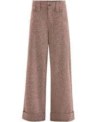 Brunello Cucinelli - Virgin Wool Donegal Baggy Five-Pocket Trousers With Monili - Lyst