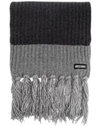 Moschino - Logo Label Fringed Scarf - Lyst