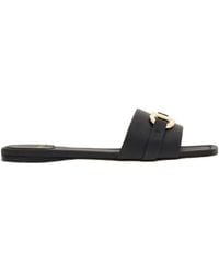 Ferragamo - Logo Plaque Flat Sandals - Lyst