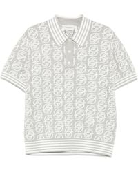 Drole de Monsieur - Monogram-Knit Striped-Trim Polo Shirt - Lyst